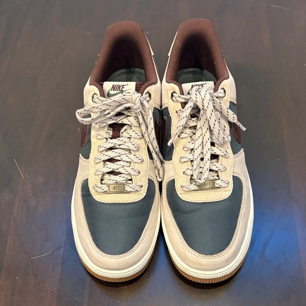 Stylish Beige and brown Nike Air Force Ones Size 10 - Picture 2 of 6